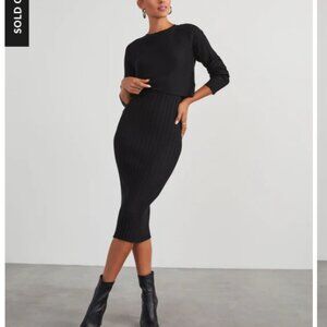 Full Of Surprises Ribbed Knit Midi Dress